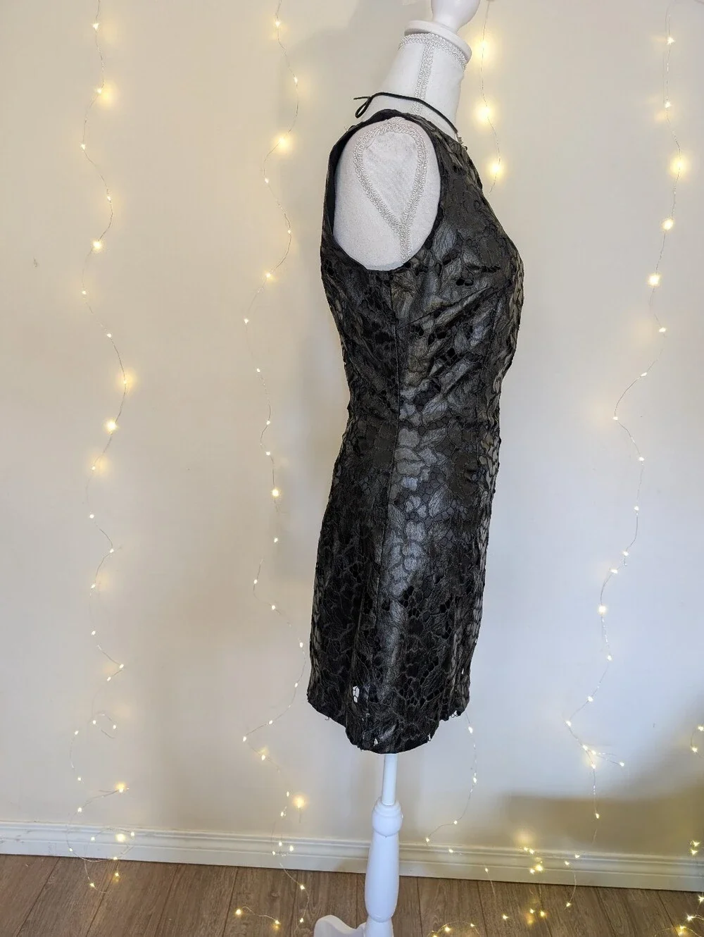 bebe Black Floral Lace Mini Dress - Picture 7 of 9